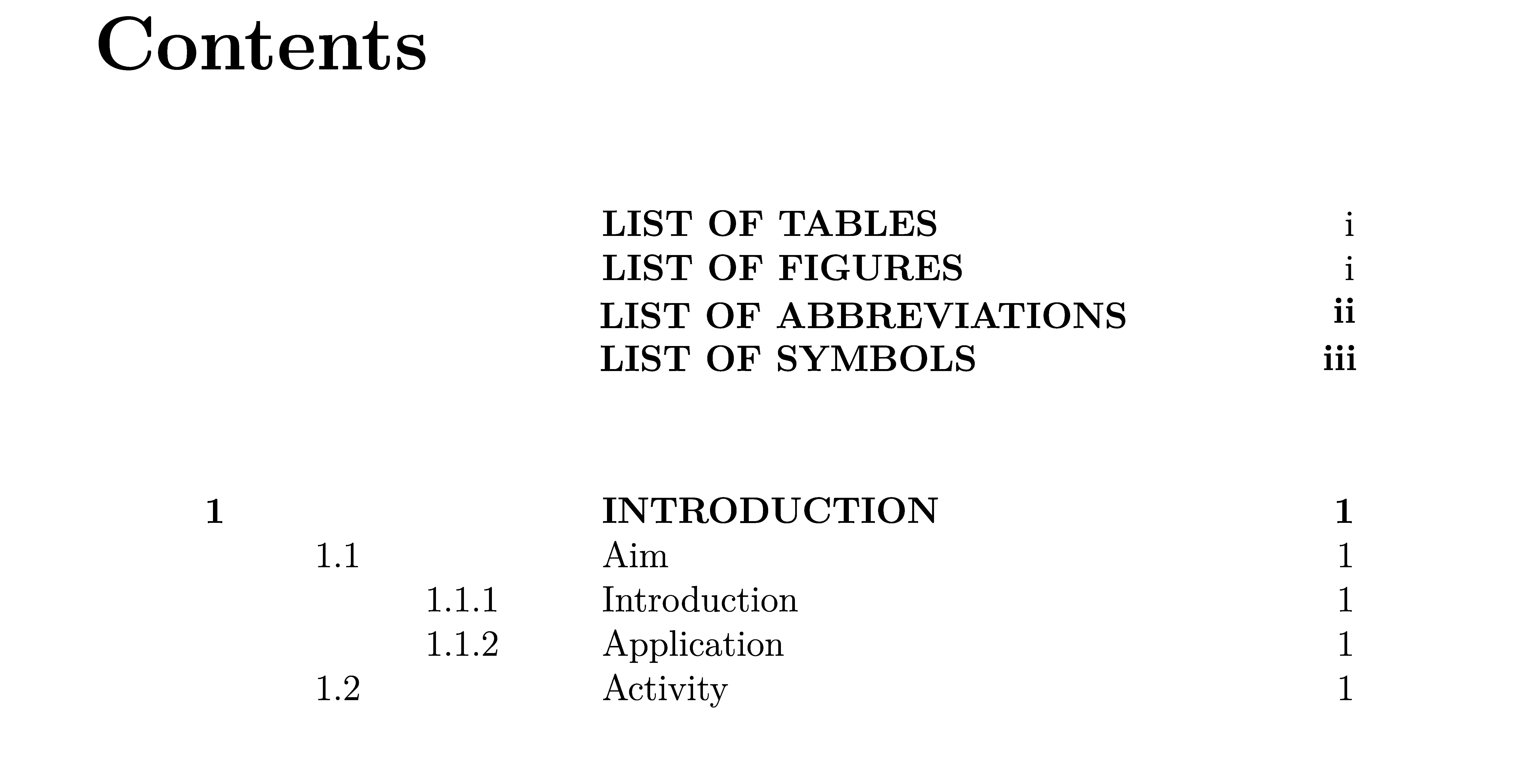 acronyms How to align list of abbreviations and symbols with other