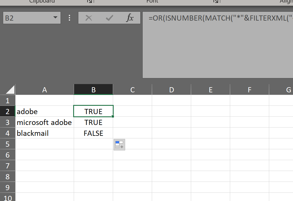 search How to split the sting into array in excel and match from the