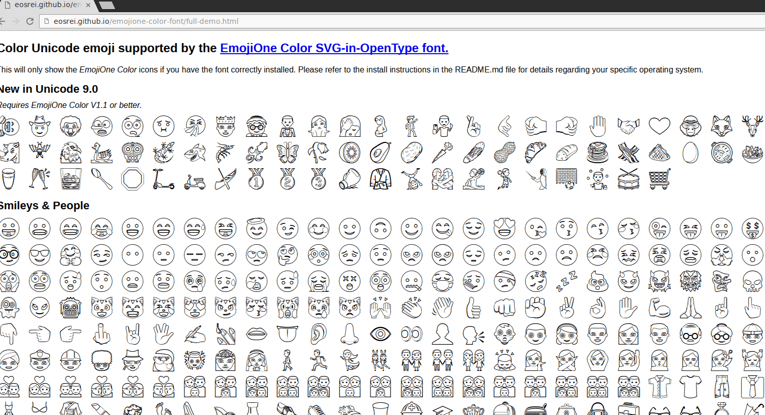 16.04 EmojiOne Color font doesn't replace black and white emoji font