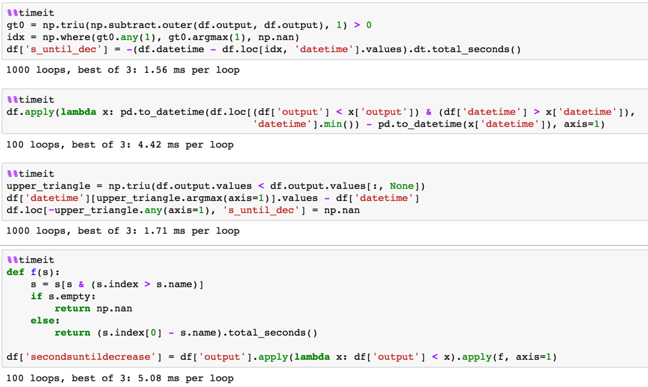 datetime Python pandas calculate time until value in a column is