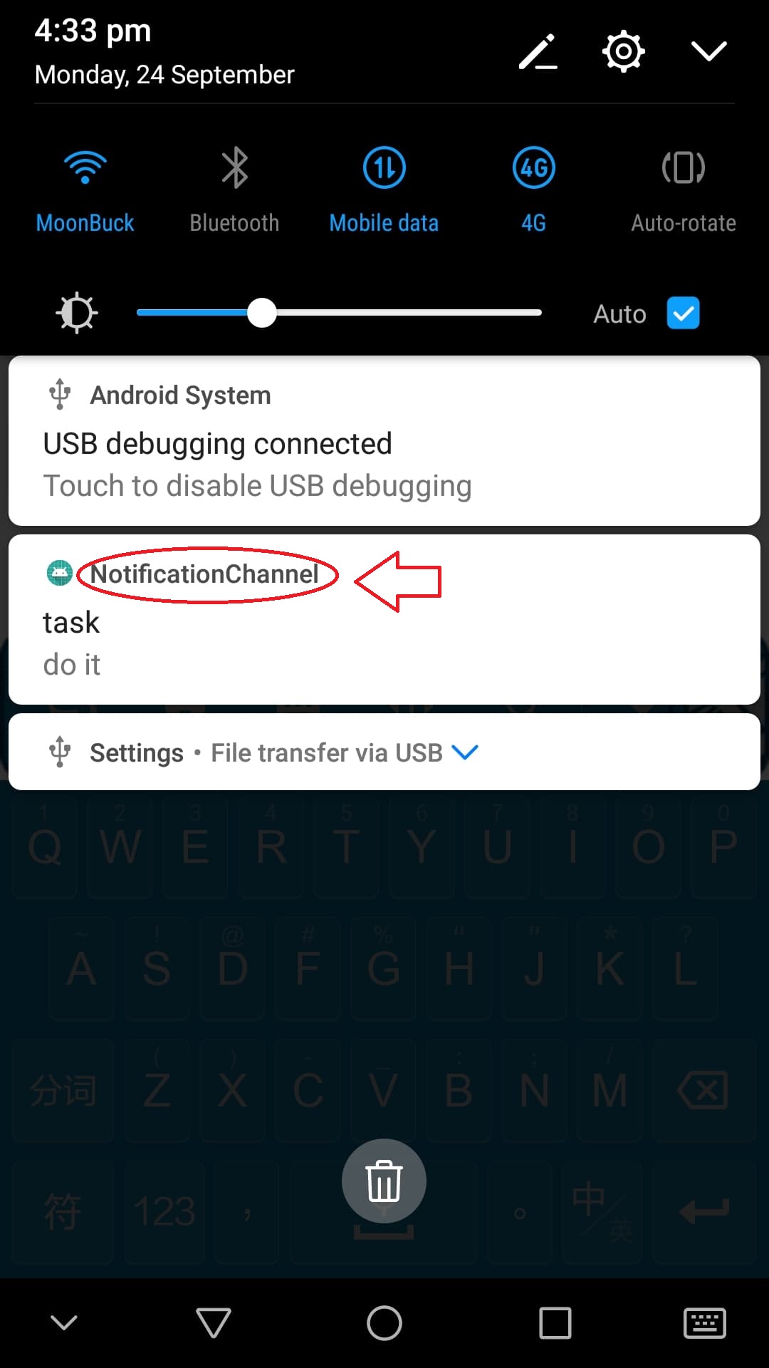 android How to edit the notification text that beside the icon