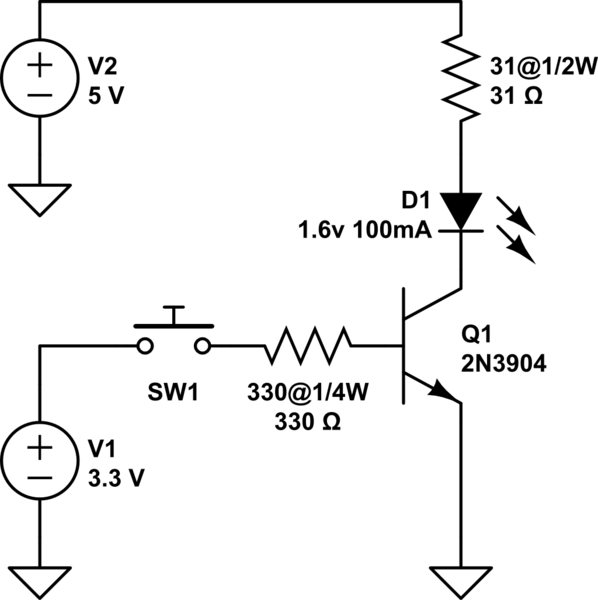 (Circuito LED infrarrojo) ¿Puedo usar este circuito con lógica de 3.3v?