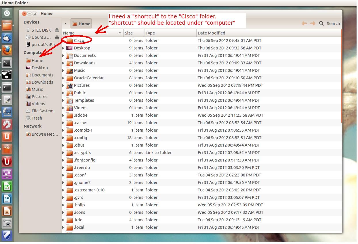 Create a shortcut under in home folder Ubuntu 12.04 Ask Ubuntu