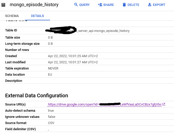 google cloud platform BigQuery "Encountered an error while globbing