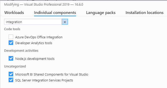 Visual Studio 2019 New Project does not include SSIS