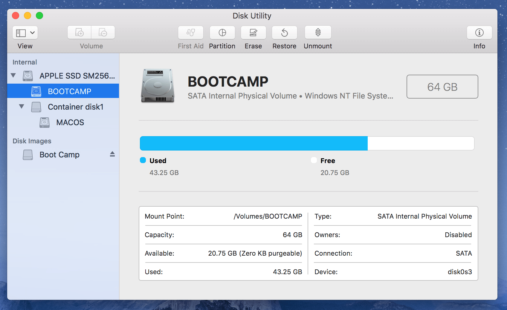bootcamp Boot Camp files available from finder but unavailable from