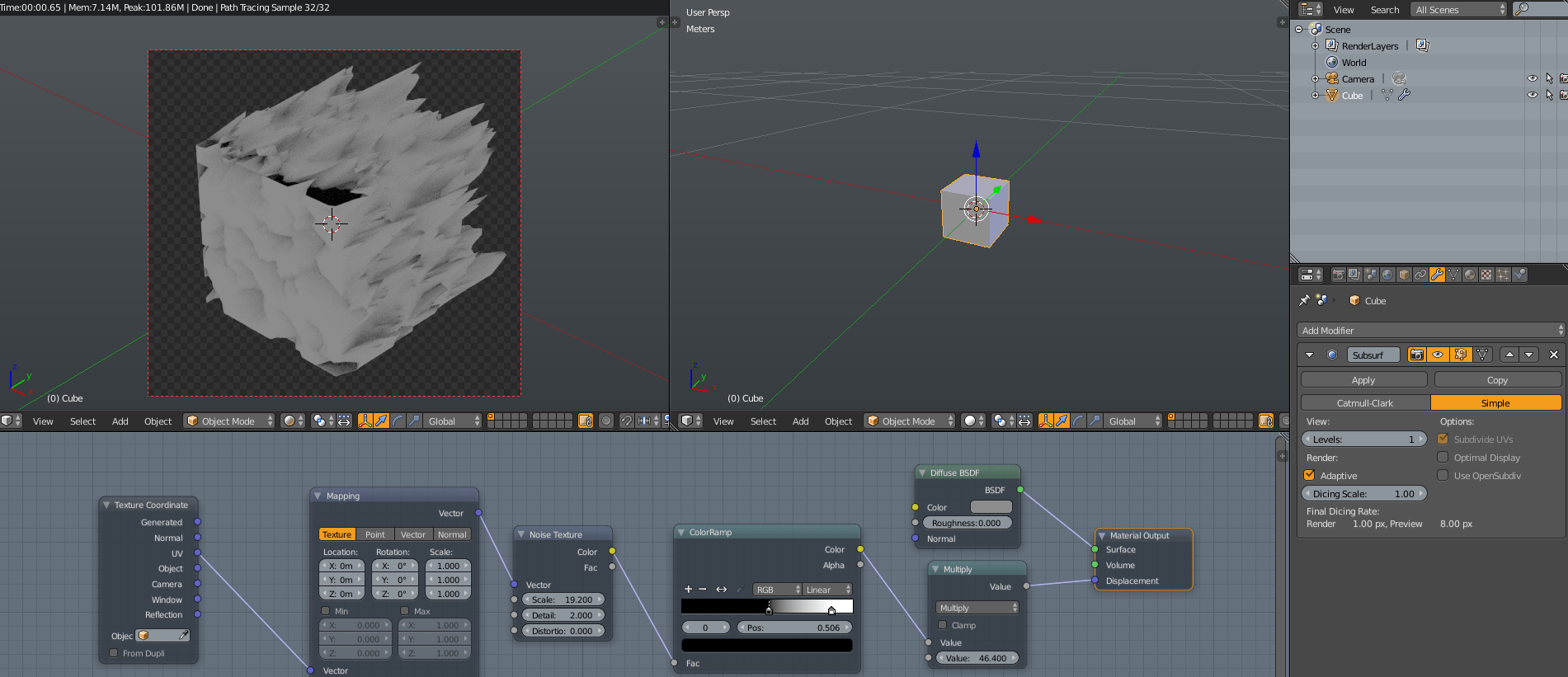 displacement Microdisplaement in Blender projecting only in one
