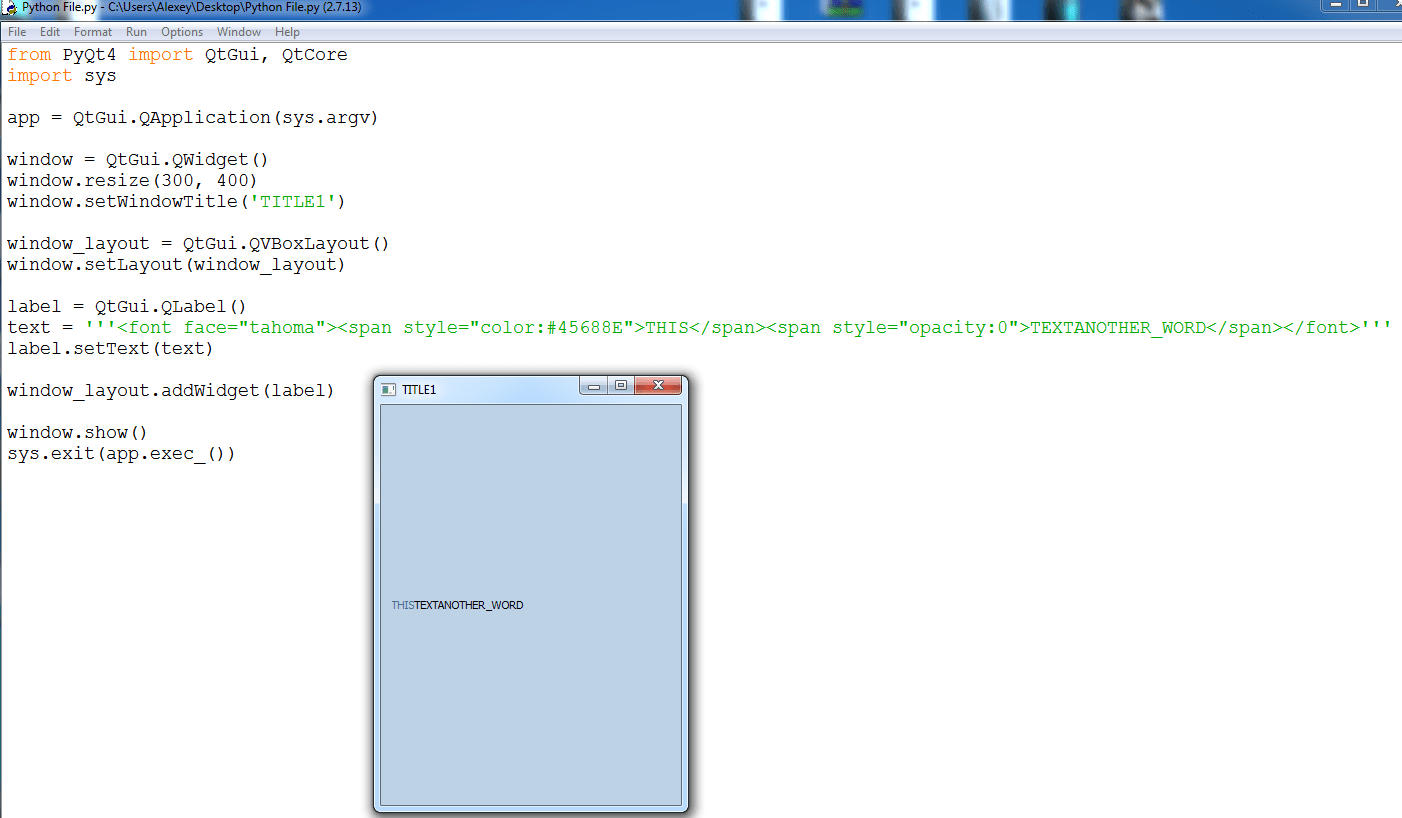 html How to set qlabel text's opacity in PyQt? Stack Overflow