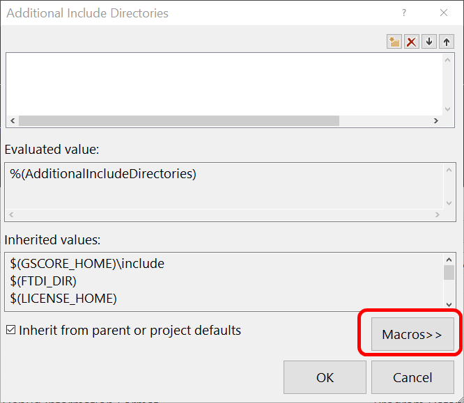 How do I view all Build macro values for a VS C 6 project