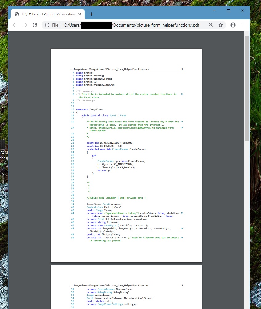 Visual Studio Export C Code into a PDF file and keep the formatting + colors?