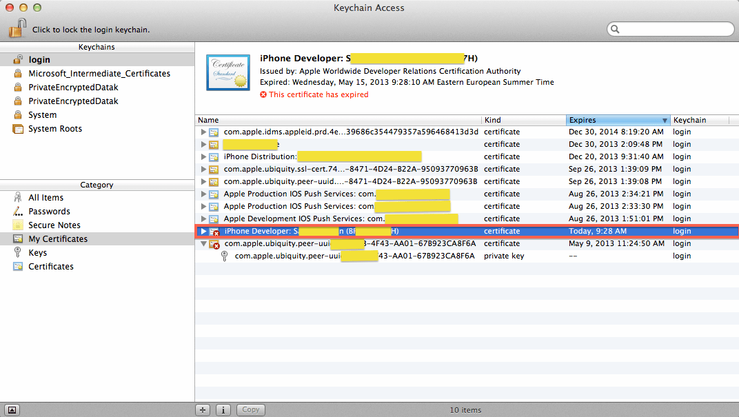 ios XCode Key Chain Renew my certificate Stack Overflow