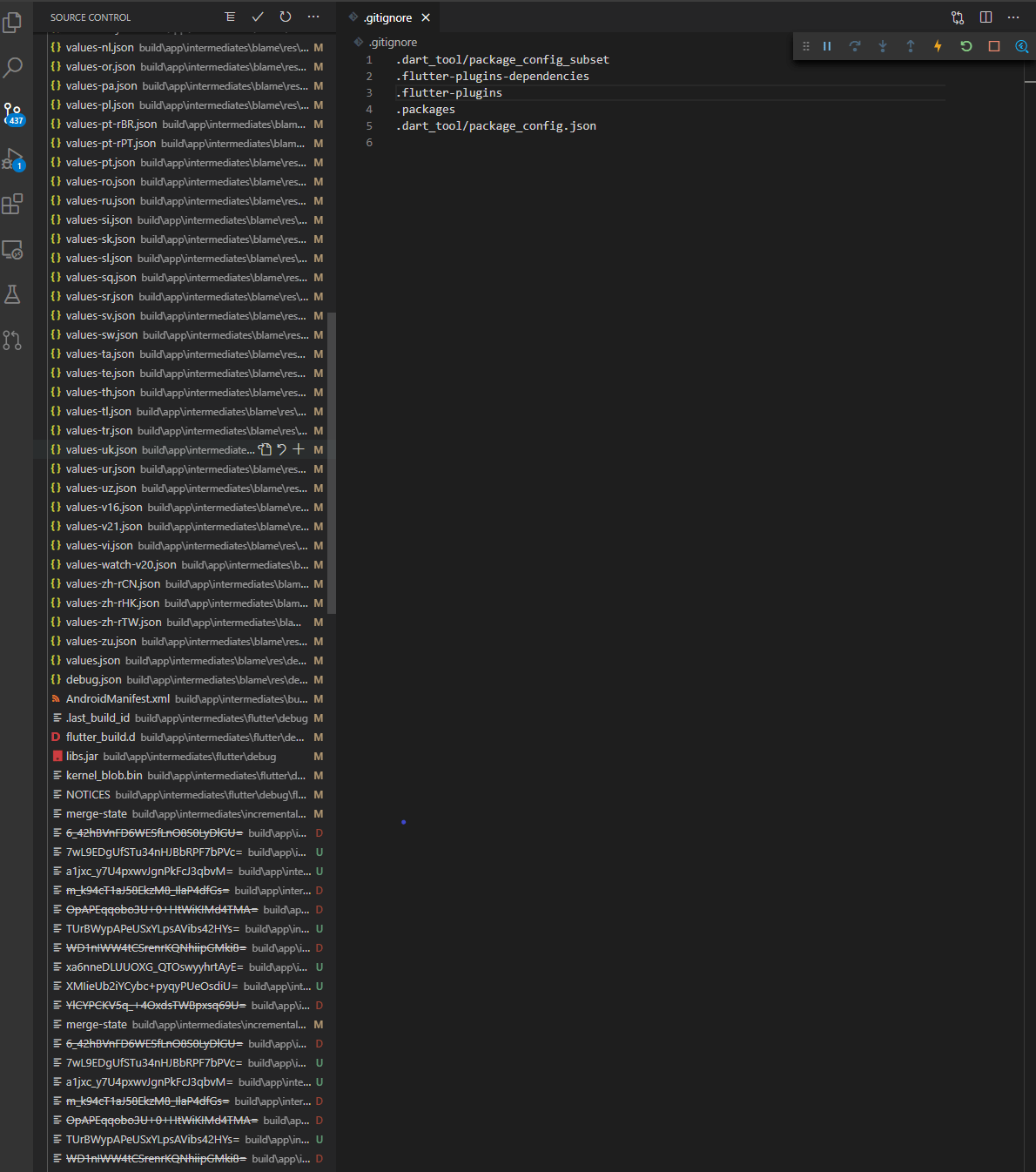 VS code source control filled with junk files Flutter Flux