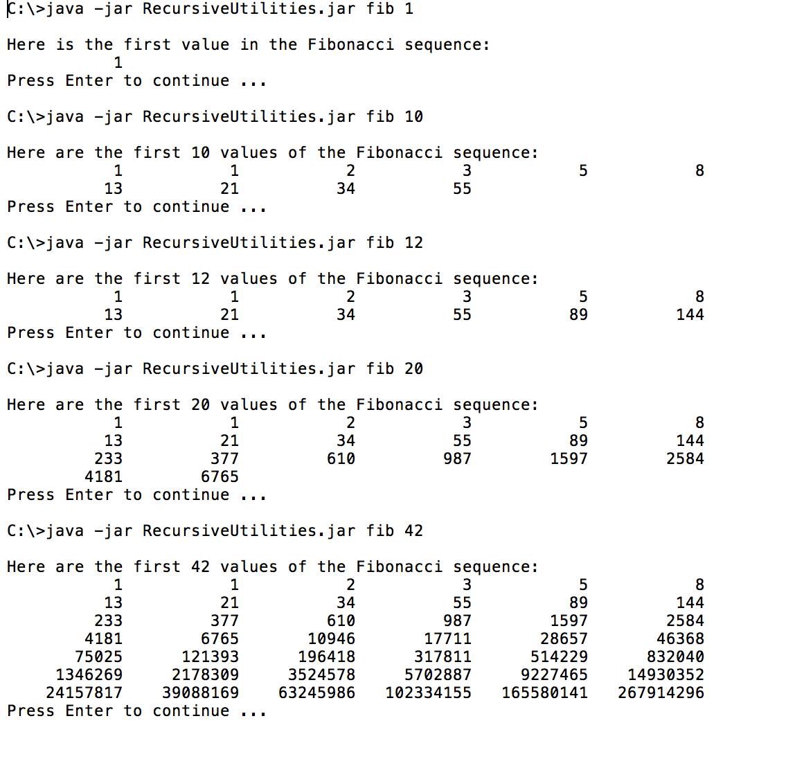 java How to print out this certain fibonacci sequence