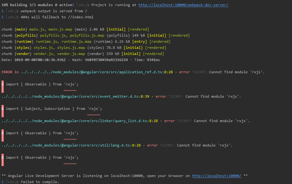 Rxjs Map In Angular 8 Typescript - Upgrade Angular 7 To 8 Successful, But Core Can't Find Module Rxjs? - Stack Overflow