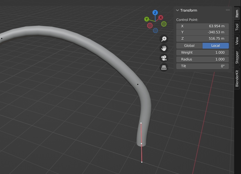 edit mode Make a bezier curve control point exactly vertical