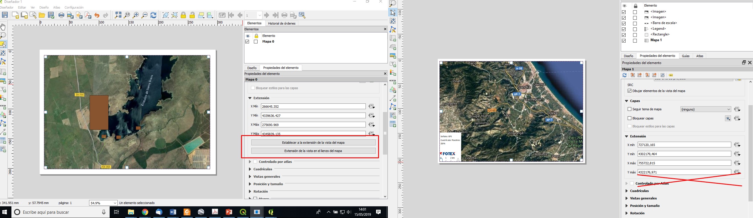 QGIS 3.6 composer set to the extent of the map view mapHow