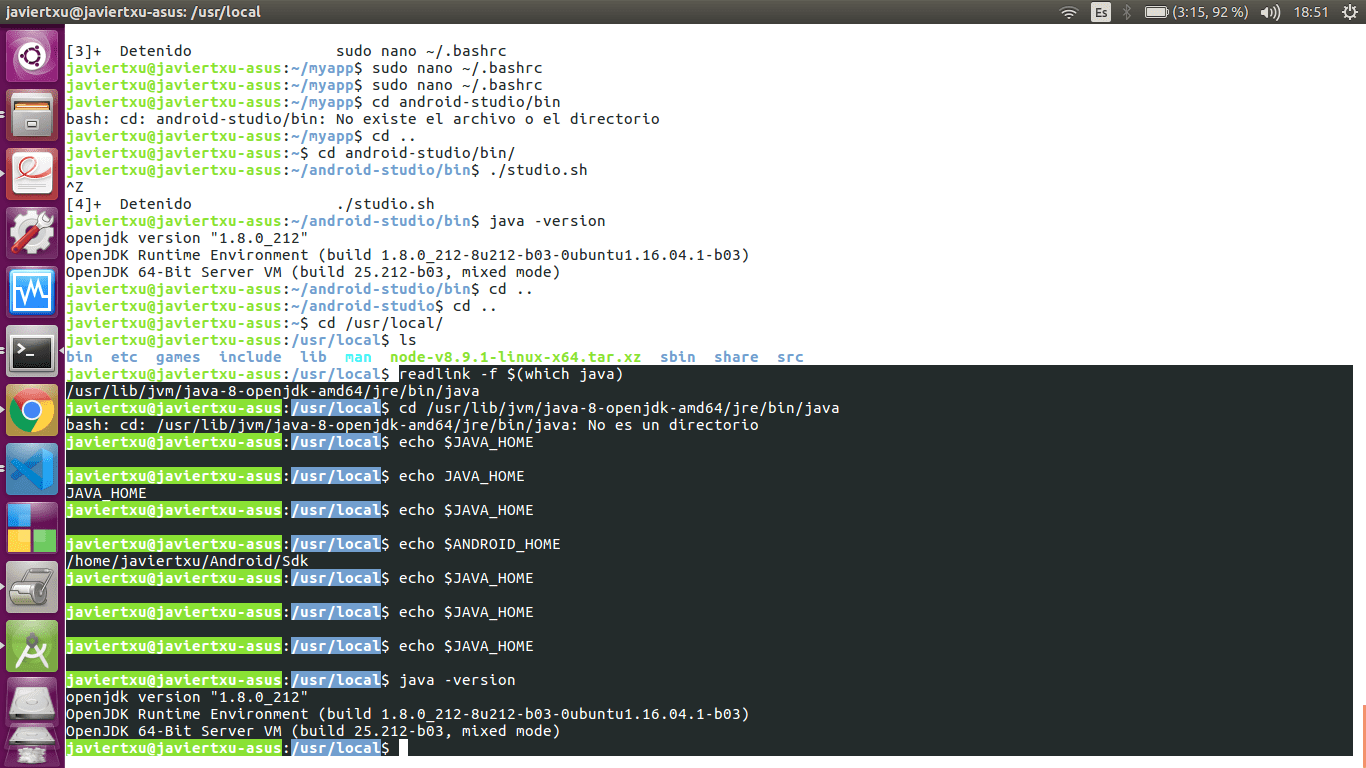 Issue with environment variables JAVA and Android for