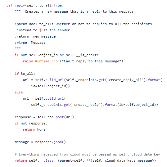 python message.reply() is not working! while having 'application