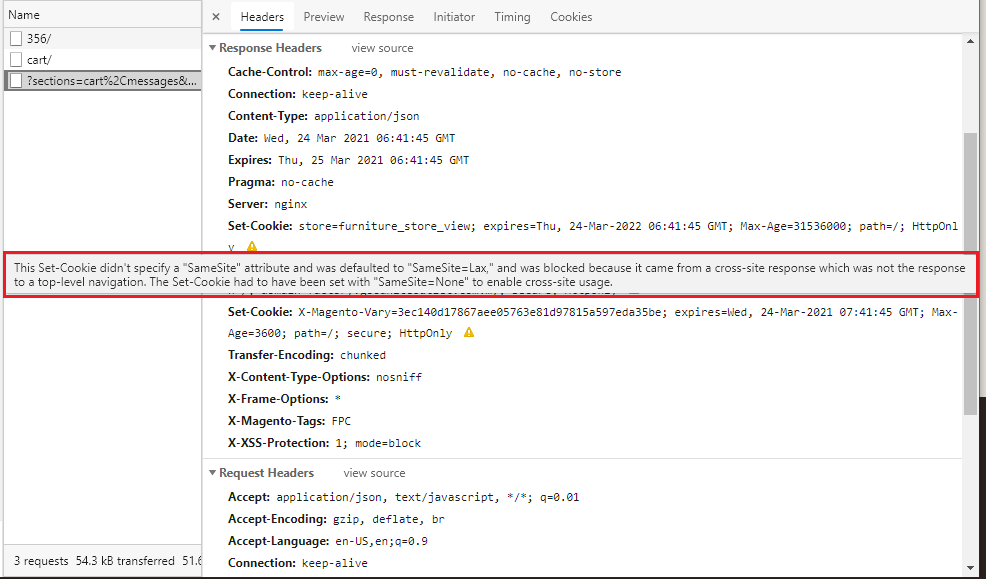 How to set cookie SameSite=None instead of SameSite=LAX Magento Stack