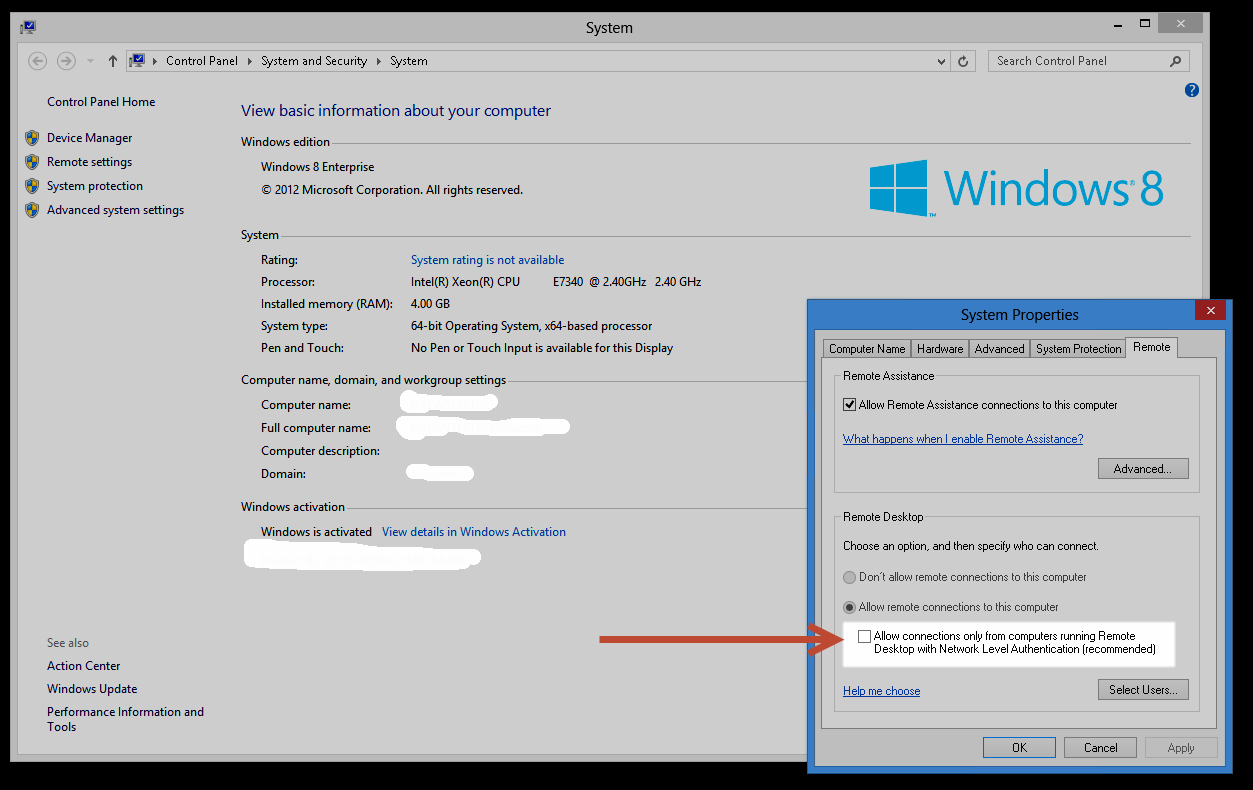 How to remote desktop to Windows 8 with email login? Ask Different
