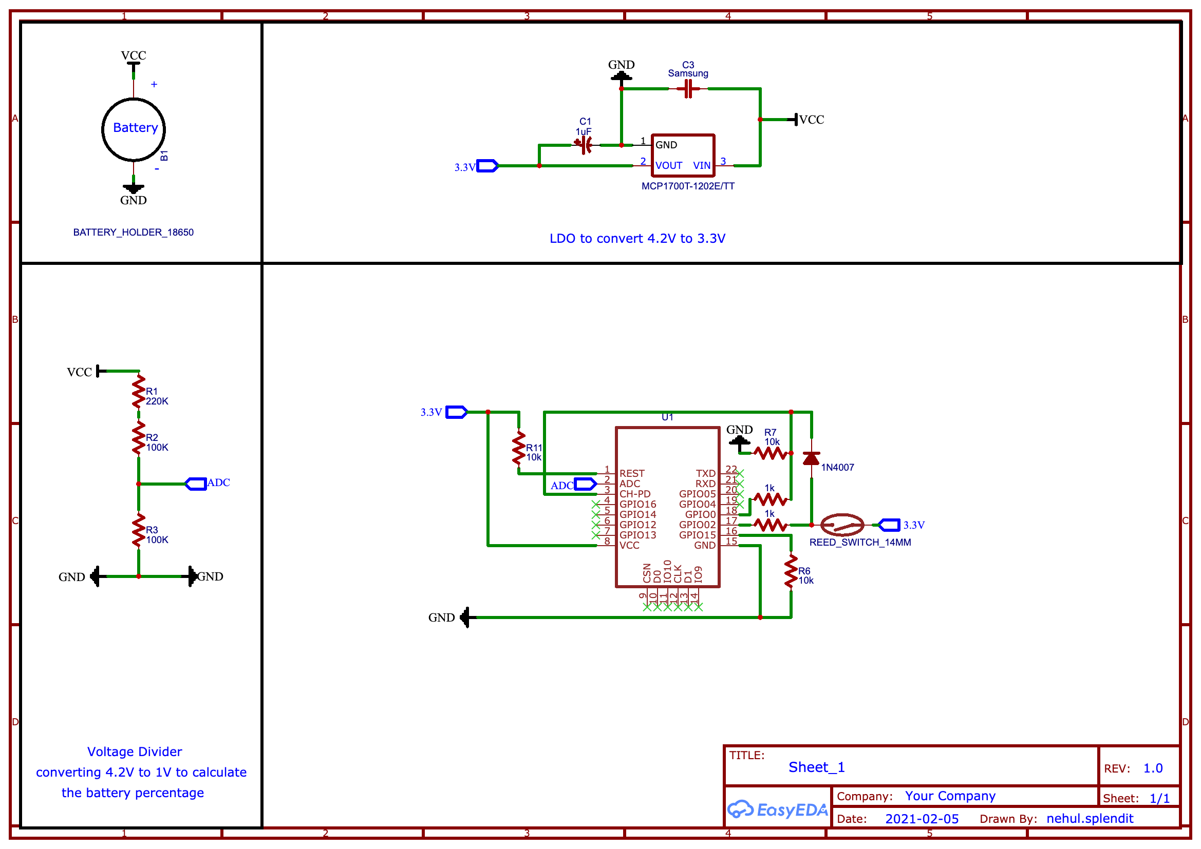 Calculate battery (18650 Liion) voltage using ESP826612E Arduino