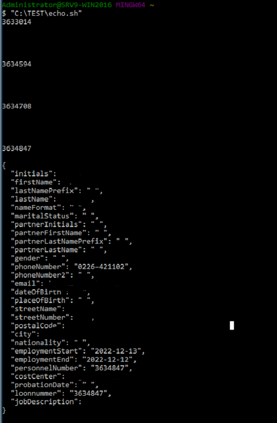 json Bash JQ filter code not run properly between DO > DONE (WINDOWS
