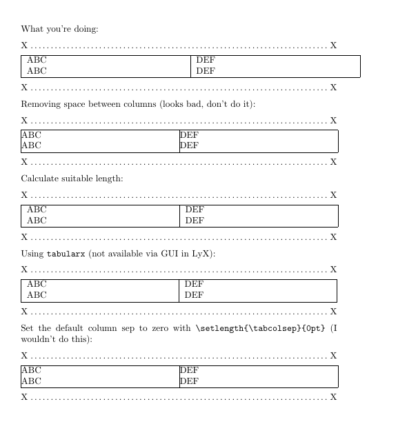Lyx table two equivalent columns TeX LaTeX Stack Exchange