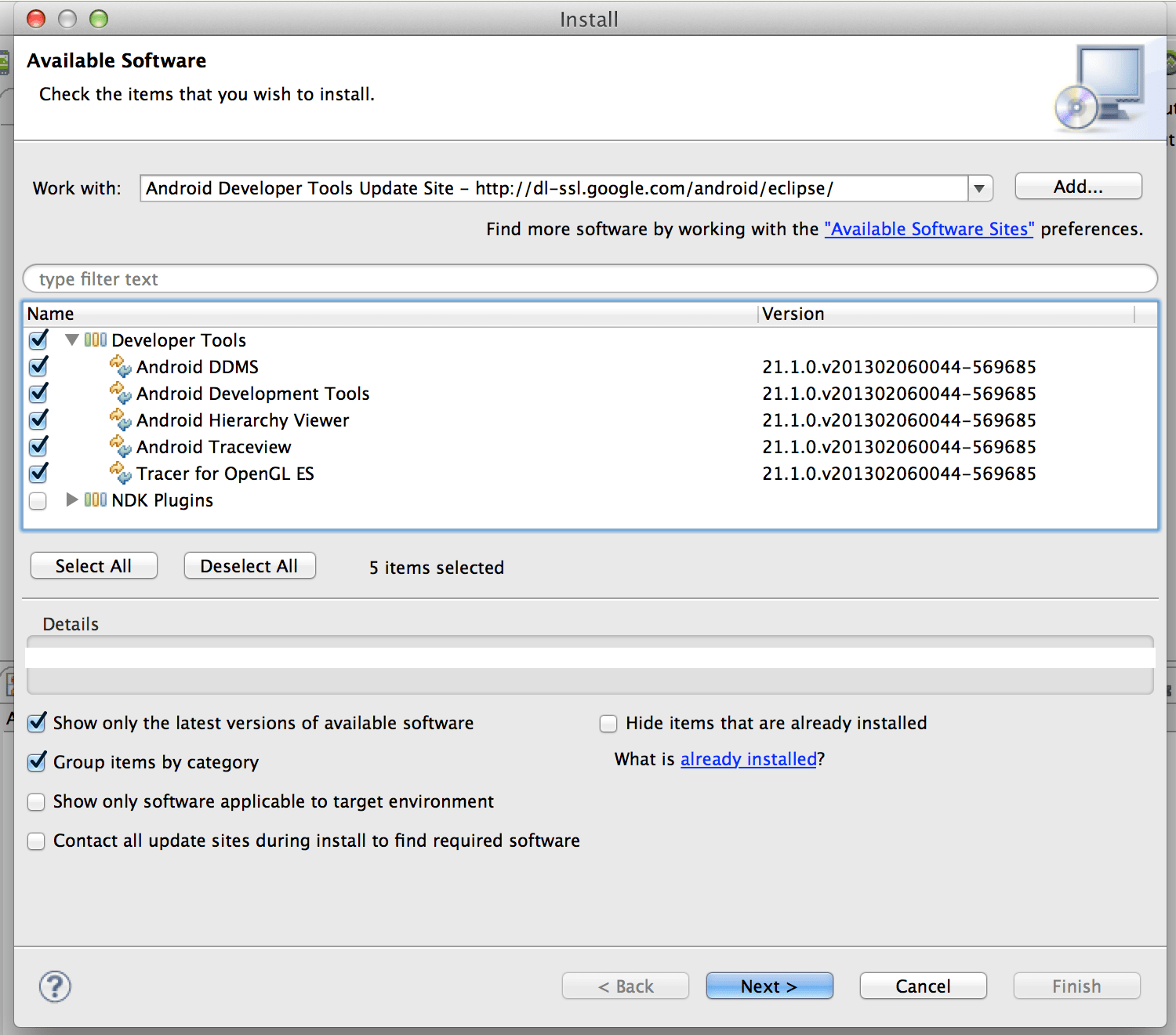 This Android SDK requires Android Developer Toolkit version 22.6.2 or