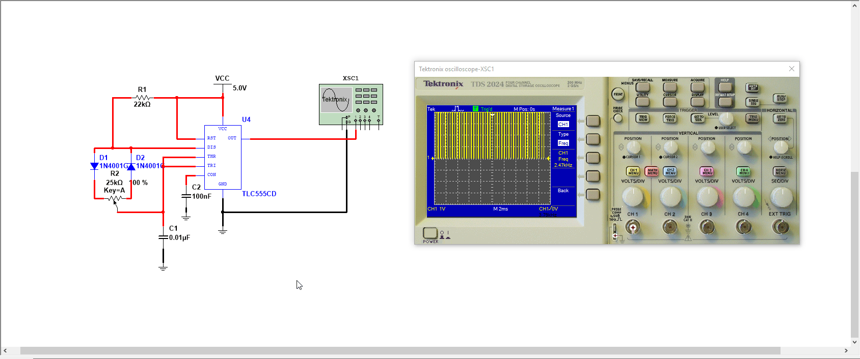 frequency 555 CMOS timer with potentiometer Electrical Engineering