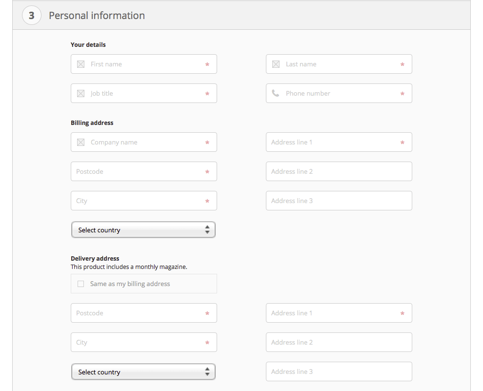 forms 'Same as billing address' checkbox Ticked or unticked by
