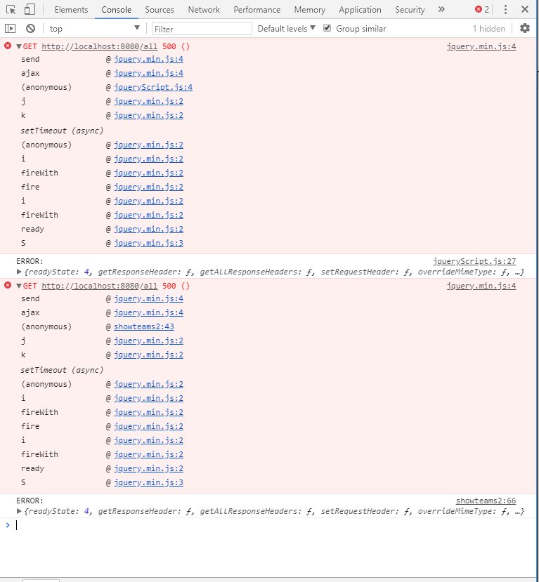 ajax TemplateInputException Error resolving template ****, template