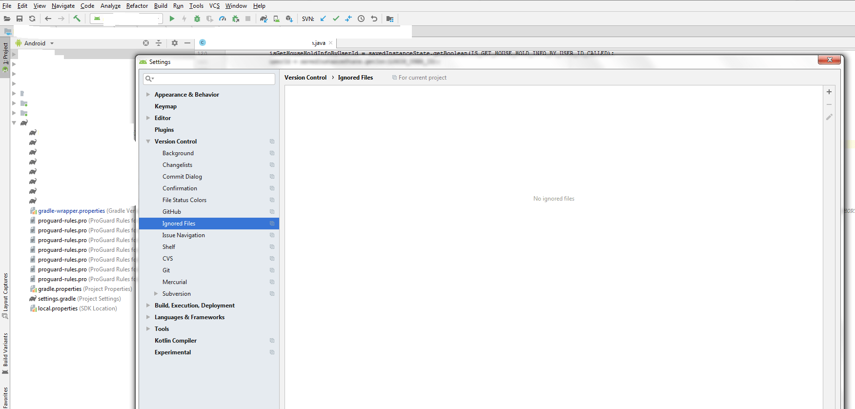 git How to remove some files from commit checklist Android Studio