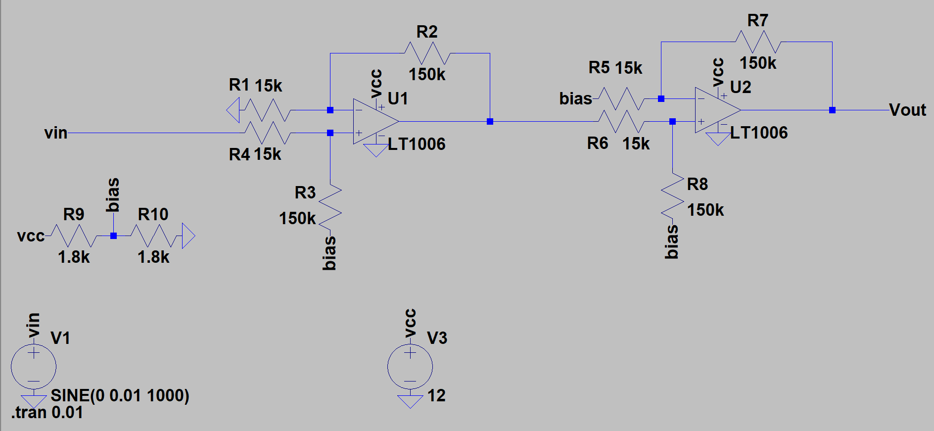 DC offset of amplifiers for 12V single supply operation