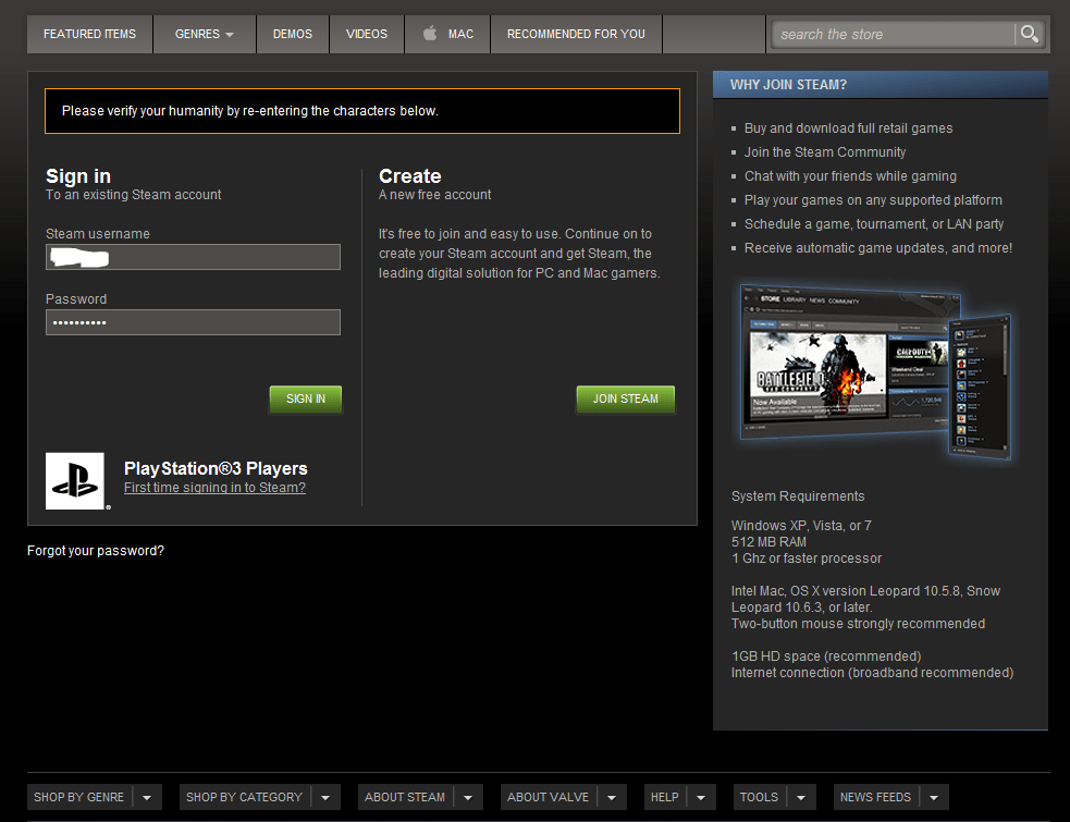 Why Am I Getting A Captcha Message Without A Captcha When I Attempt To Login To Steam? - Arqade