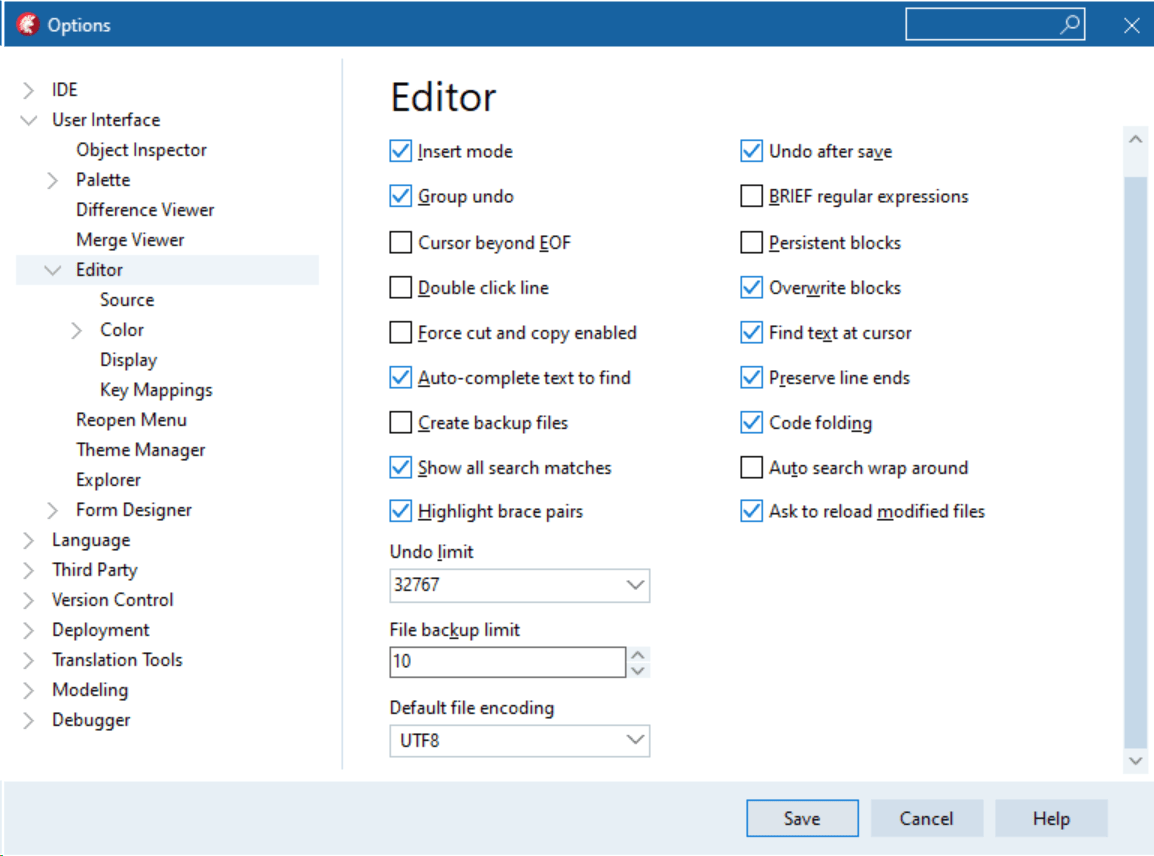 utf 8 How can I set the default file format in the Delphi IDE to UTF8