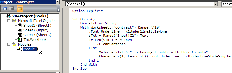 Excel VBA to underline referenced cell data Stack Overflow