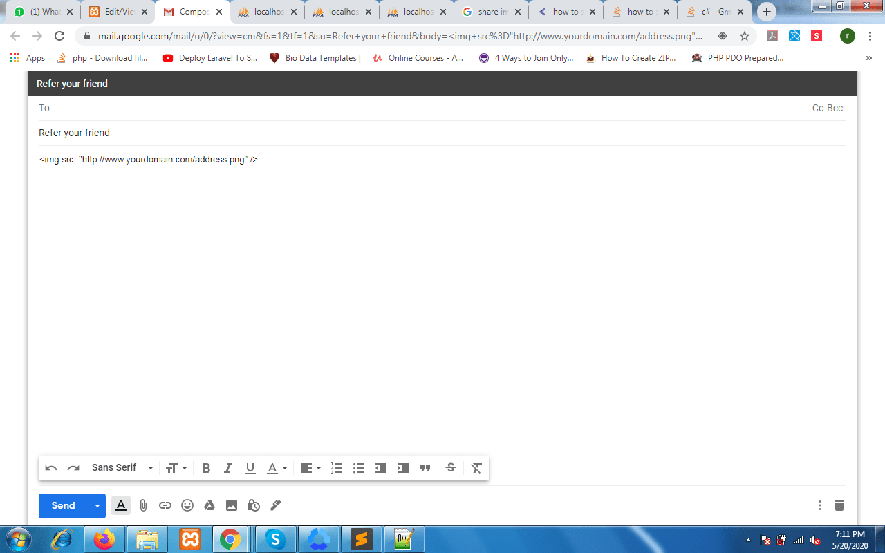 php how to share image with gmail share in body Stack