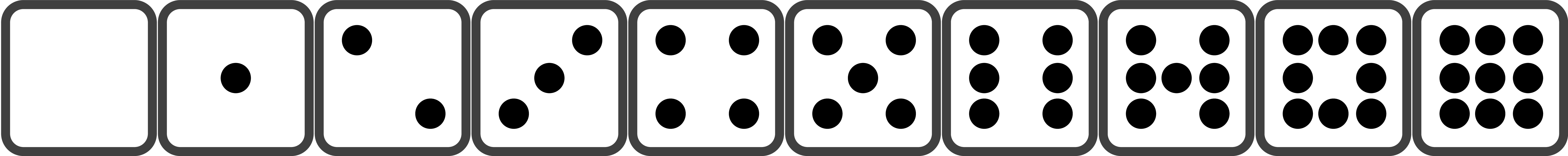Dice symbols for digits up to 9