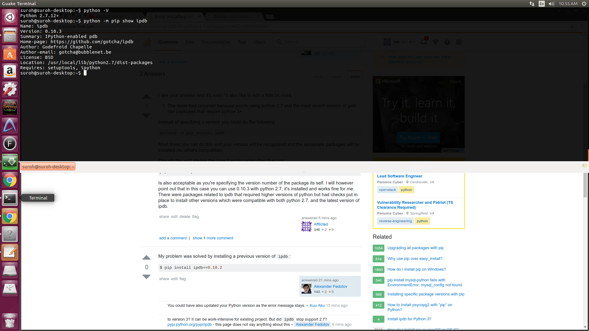 Error installing ipdb for Python 2.7 using virtualenv and pip Stack Overflow