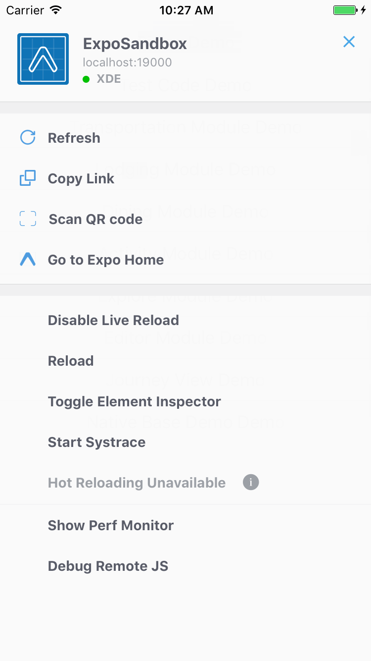ios Disable Debugging in Expo For React Native App