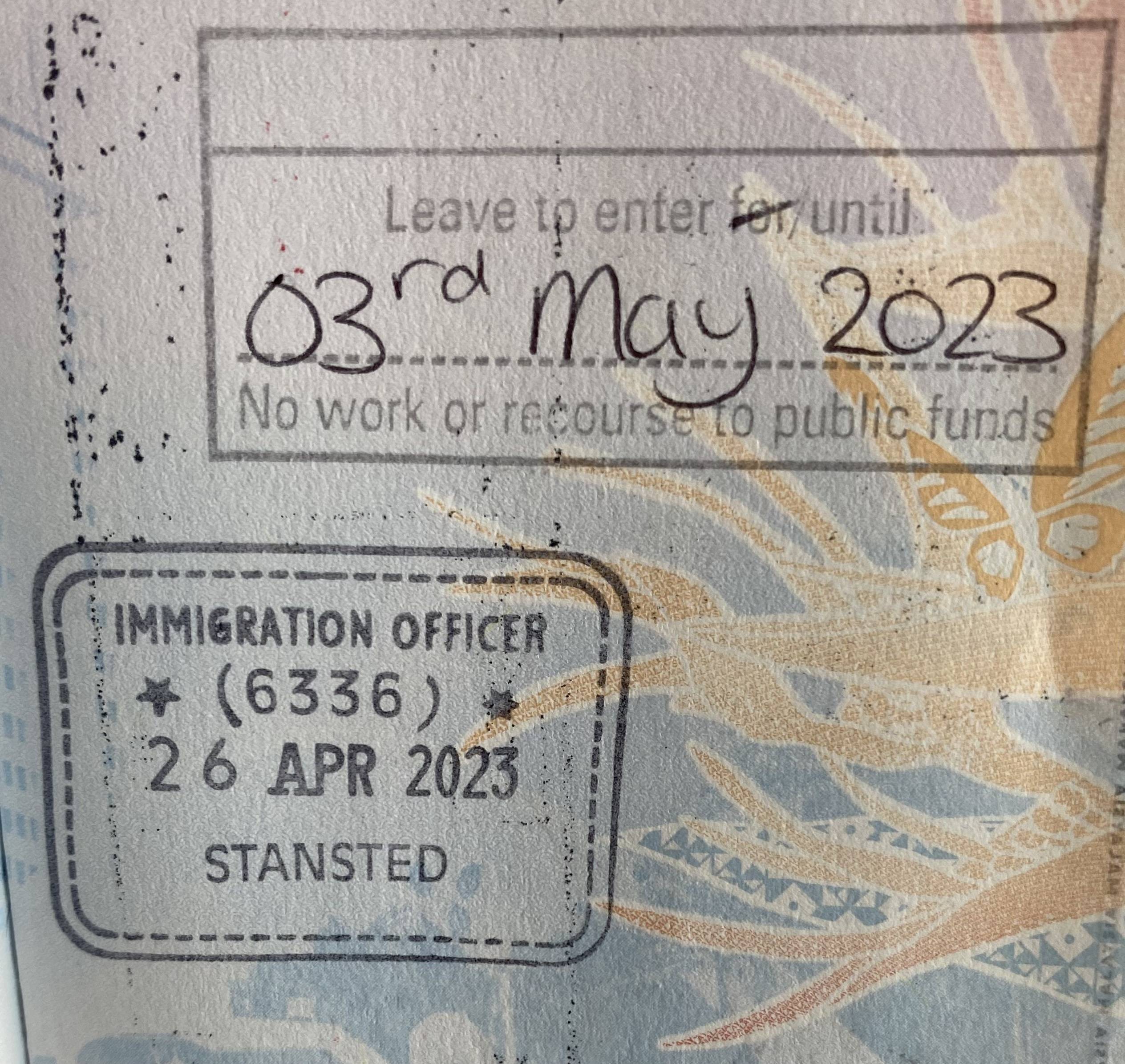 customs and immigration UK Stamp Leave to Enter Until Travel Stack