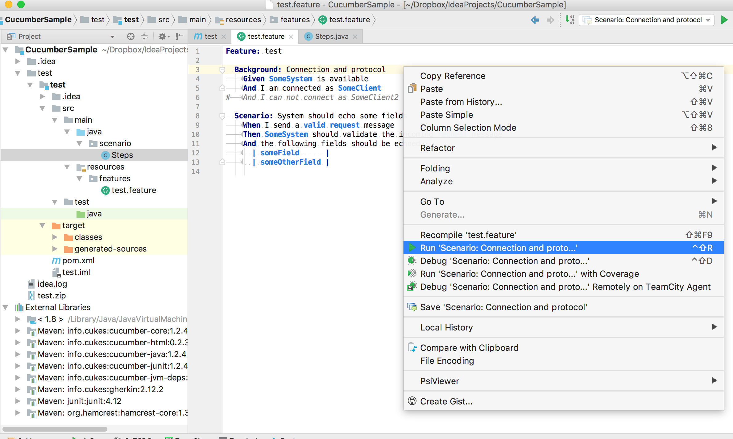 junit Intellij IDEA Run configurations for Cucumber runner class