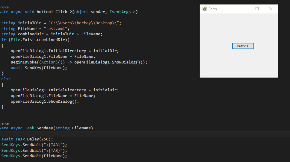 c Can OpenFileDialog automatically select the file with the value set in FileName if