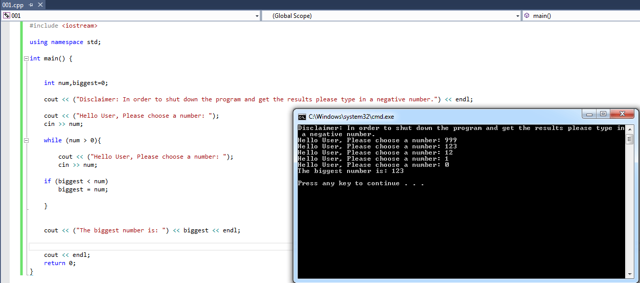 c++ Write a program that will receive numbers from the
