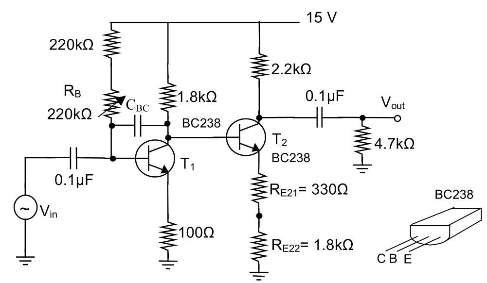 Capacitor that connects the base and the collector of BJT makes it hard