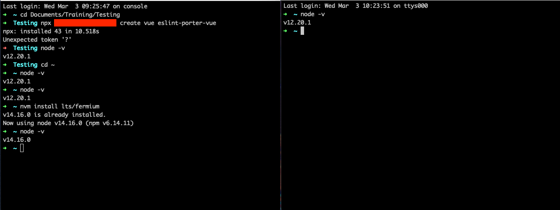 node.js Latest installed node version not loading on startup Stack