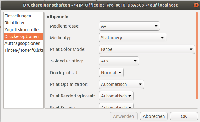 networking - Network Printer HP Officejet Pro 8610 no color model