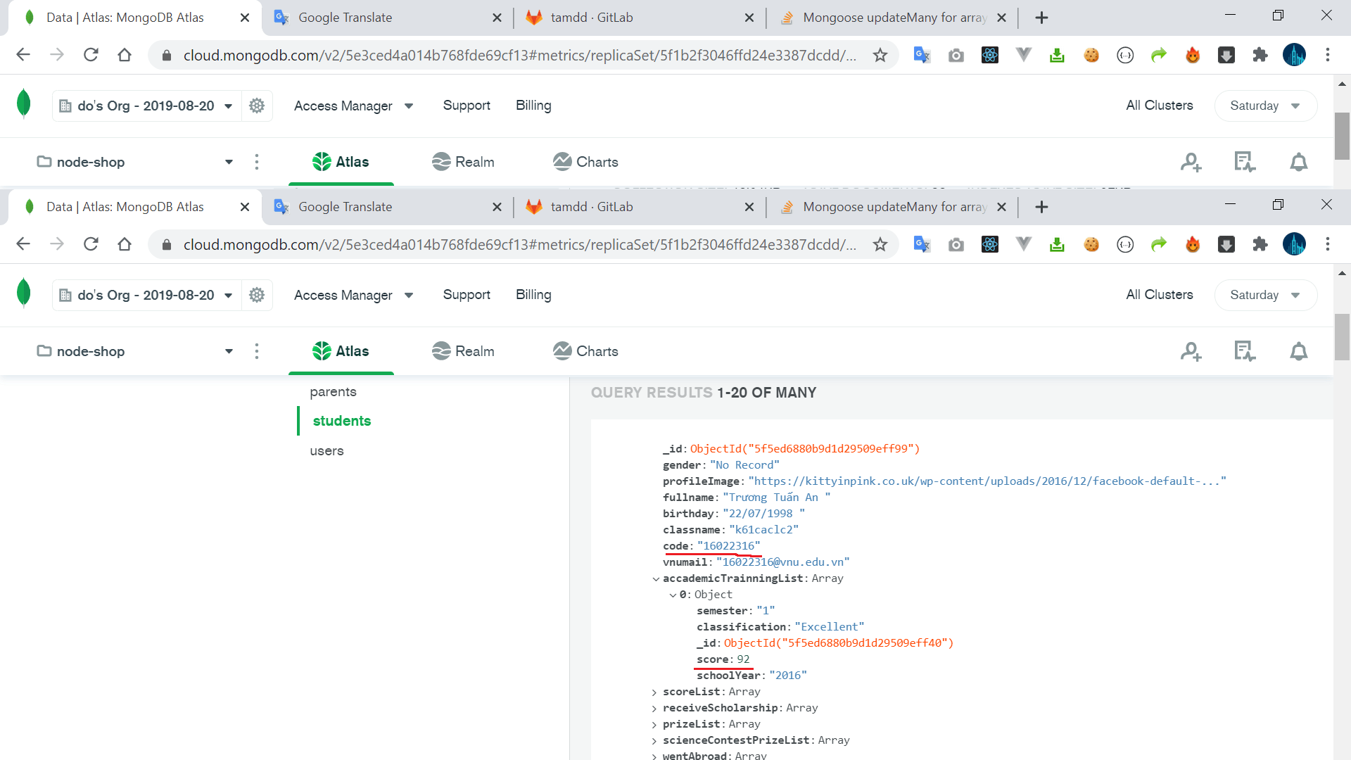 javascript Mongoose updateMany for array of array Stack Overflow
