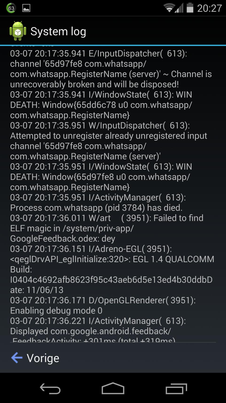 nexus 5 Corrupted data Can't restore Whatsapp chat