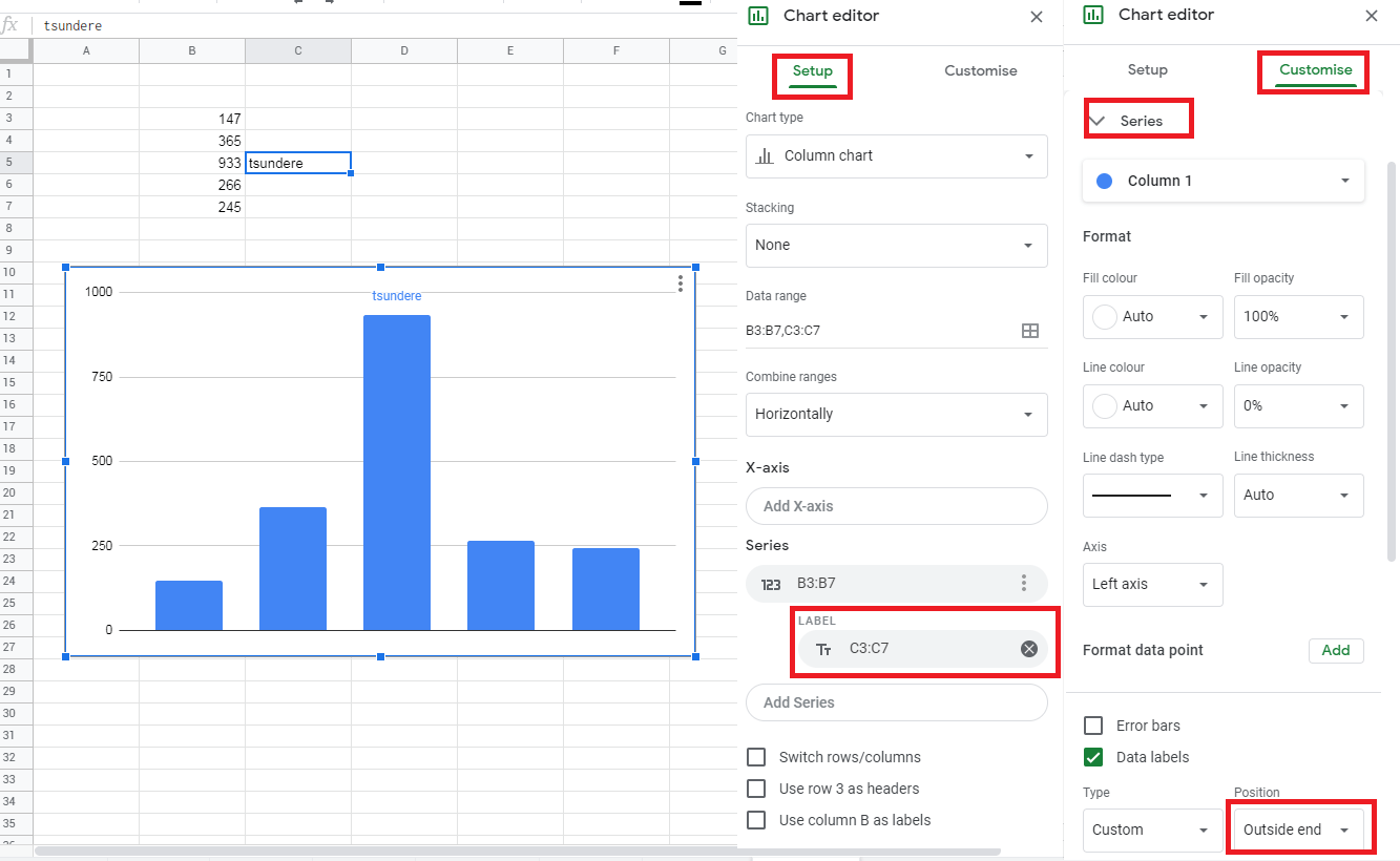 google sheets GSheets chart label from cell reference? Stack Overflow